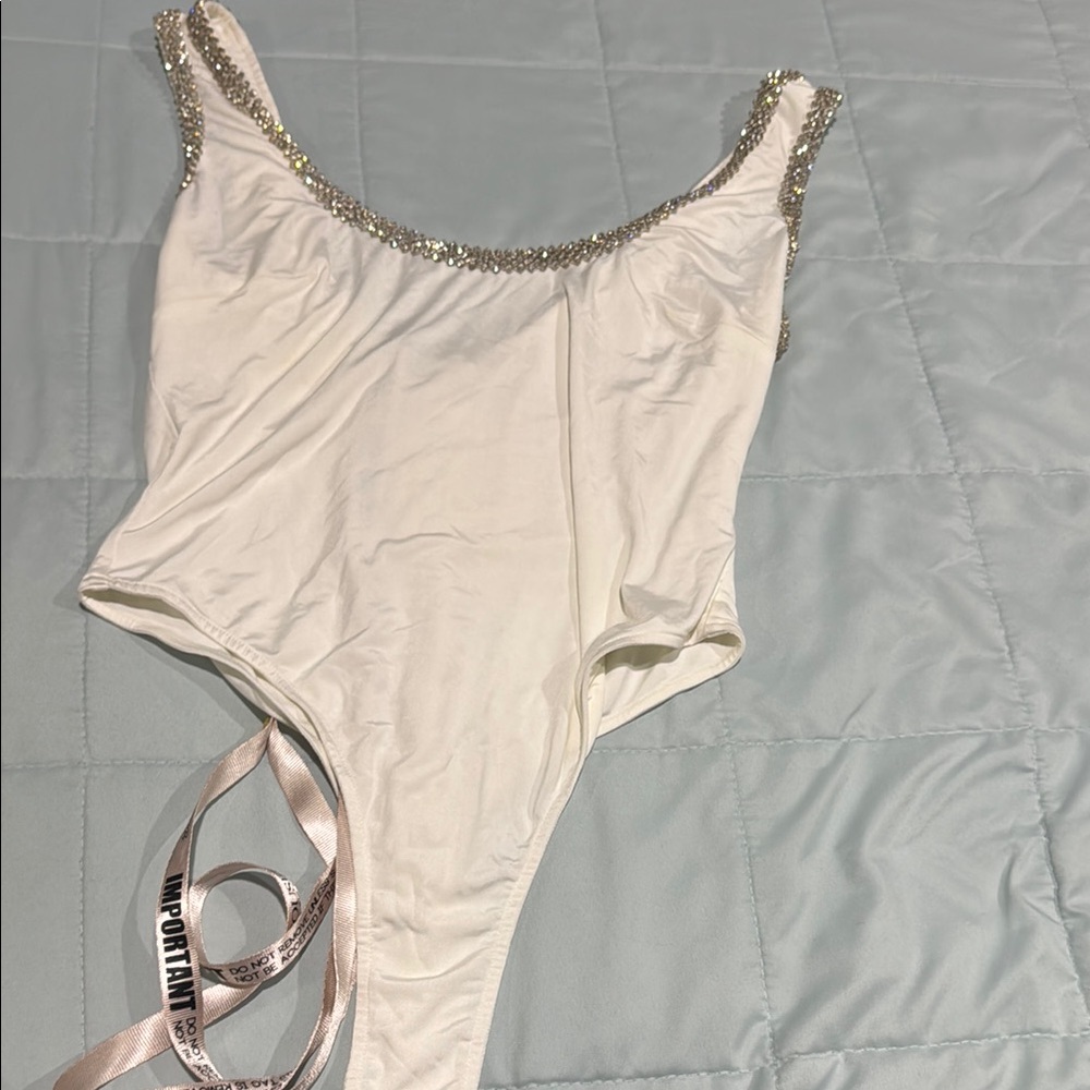 House of CB White and Silver Bodysuit
